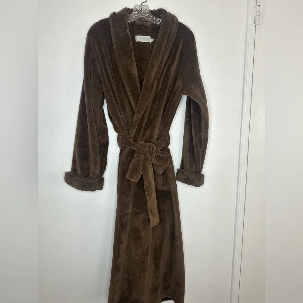 RH restoration hardware unisex LUXURY PLUSH LONG ROBE chocolate brown small $215